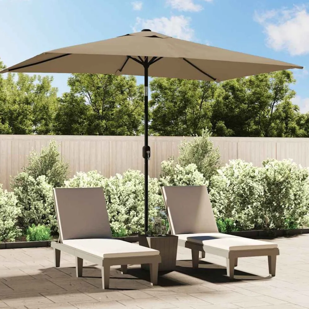 Tuin & Gazon*vidaXL Parasol met metalen paal 300x200 cm Taupe