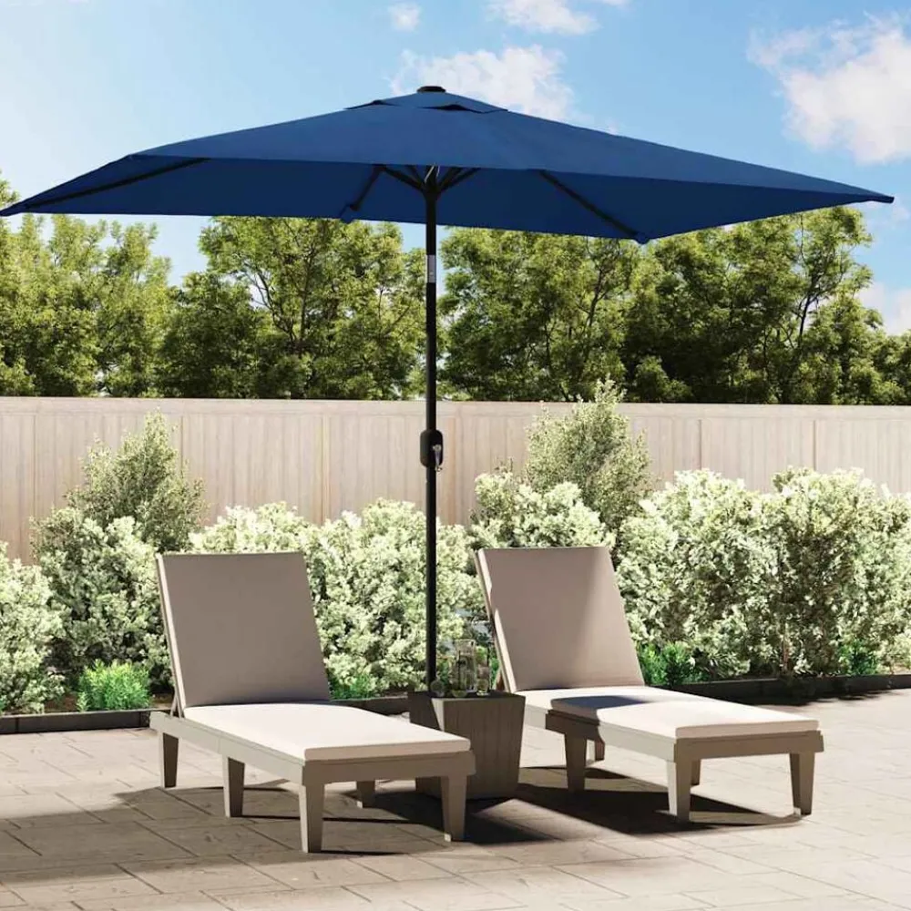 Tuin & Gazon*vidaXL Parasol met metalen paal 300x200 cm Azuurblauw