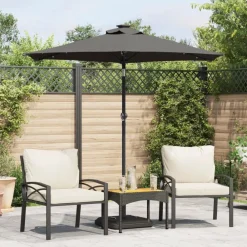 Tuin & Gazon*vidaXL Parasol met stalen paal 225x225x212 cm kleurig Antraciet