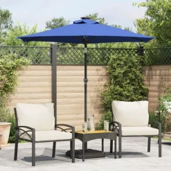 Tuin & Gazon*vidaXL Parasol met stalen paal 225x225x212 cm azuurblauw