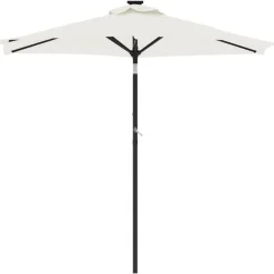 Tuin & Gazon*vidaXL Parasol met stalen paal 225x225x212 cm Wit