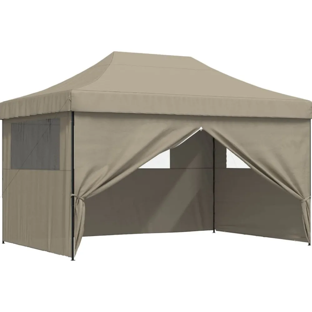 Tuin & Gazon*vidaXL Partytent inklapbaar pop-up met 4 zijwanden Taupe