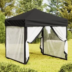 Tuin & Gazon*vidaXL Partytent inklapbaar met zijwanden 2x2 m Zwart