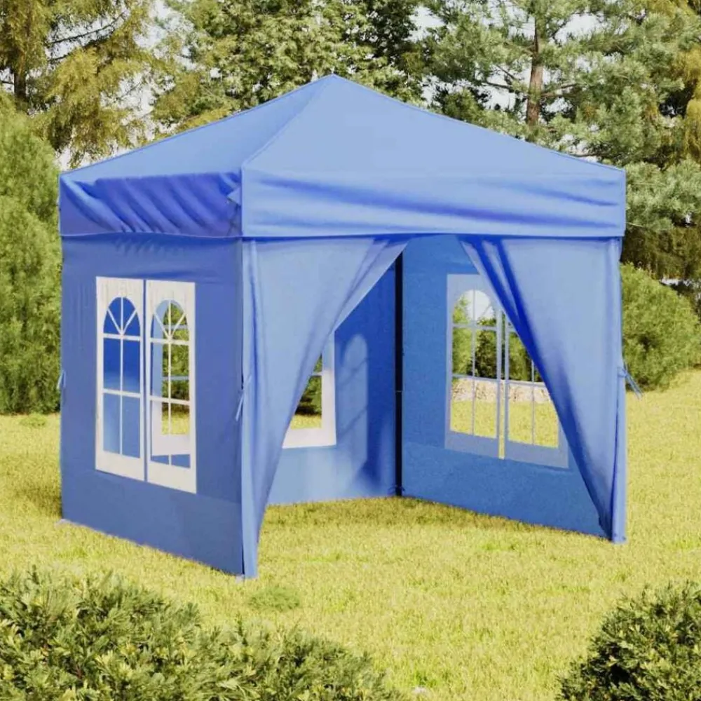 Tuin & Gazon*vidaXL Partytent inklapbaar met zijwanden 2x2 m Blauw
