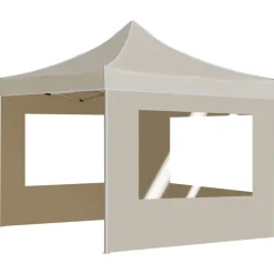Tuin & Gazon*vidaXL Partytent inklapbaar met wanden 3x3 m aluminium crème Cr&egrave;me