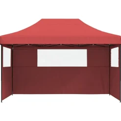 Tuin & Gazon*vidaXL Partytent inklapbaar pop-up met 3 zijwanden Bordeauxrood