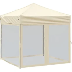Tuin & Gazon*vidaXL Partytent inklapbaar met zijwanden 2x2 m crèmekleurig Crème