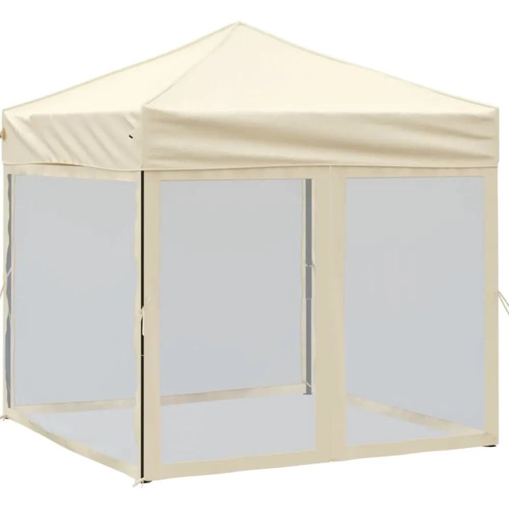 Tuin & Gazon*vidaXL Partytent inklapbaar met zijwanden 2x2 m crèmekleurig Crème