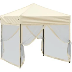 Tuin & Gazon*vidaXL Partytent inklapbaar met zijwanden 2x2 m crèmekleurig Crème