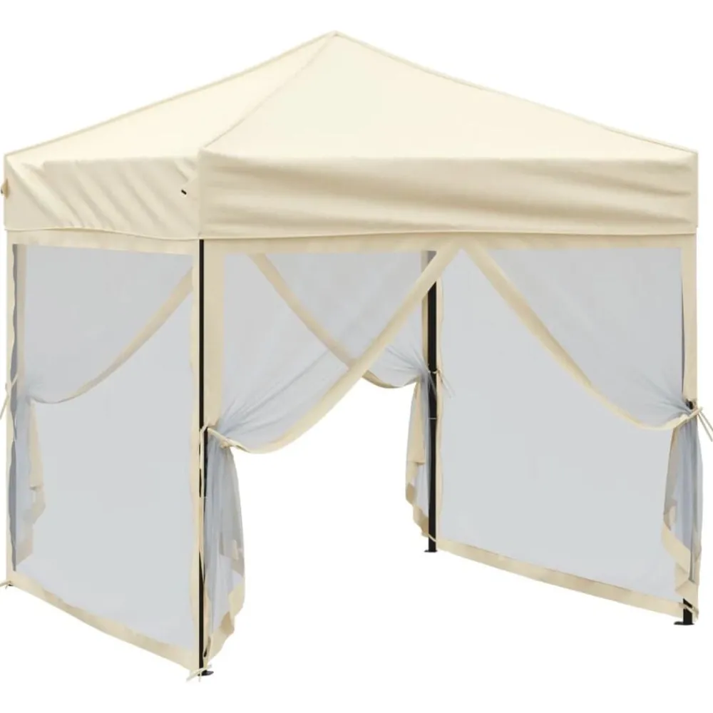 Tuin & Gazon*vidaXL Partytent inklapbaar met zijwanden 2x2 m crèmekleurig Crème