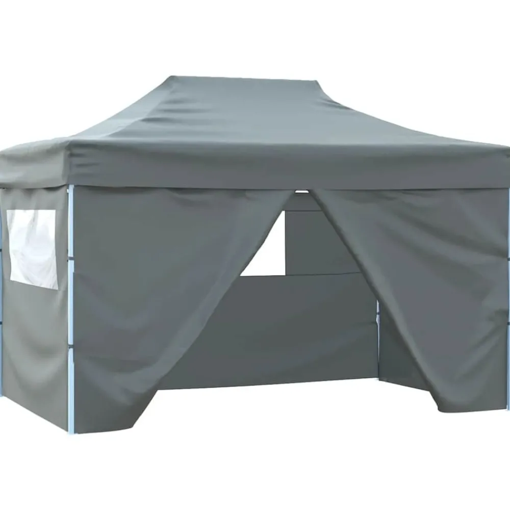 Tuin & Gazon*vidaXL Partytent met 4 zijwanden inklapbaar 3x4 m staal Antraciet