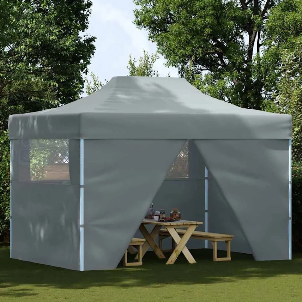 Tuin & Gazon*vidaXL Partytent met 4 zijwanden inklapbaar 3x4 m staal Antraciet