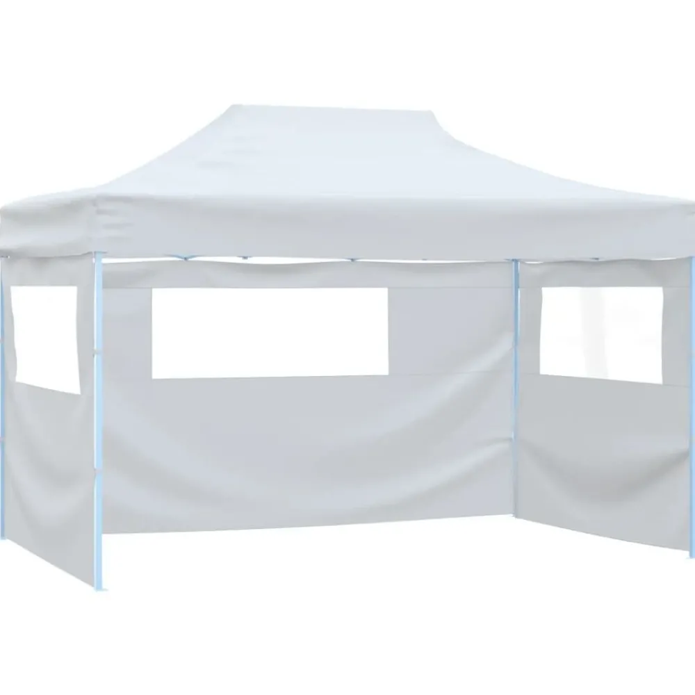 Tuin & Gazon*vidaXL Partytent met 3 zijwanden inklapbaar 280x410x315 cm staal Wit