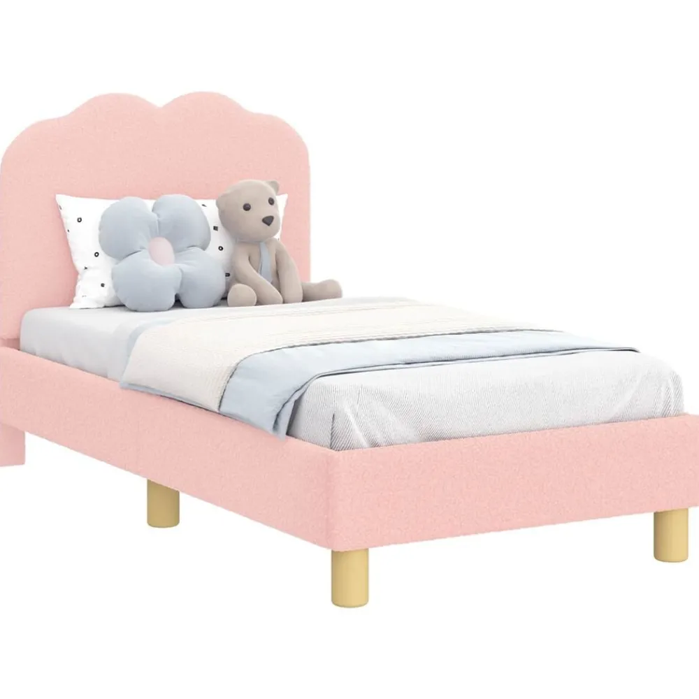 Bedden & Accessoires*vidaXL Peuterbedframe met hoofdbord 70 x 140 cm Schapenstof Roze