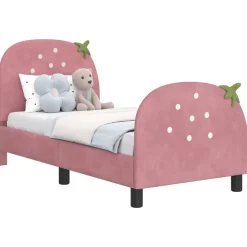 Bedden & Accessoires*vidaXL Peuterbedframe met hoofdbord Roze 70 x 140 cm Fluweel