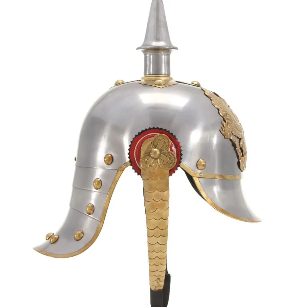 Kunst & Entertainment*vidaXL Pickelhaube Germaans replica LARP staal zilverkleurig