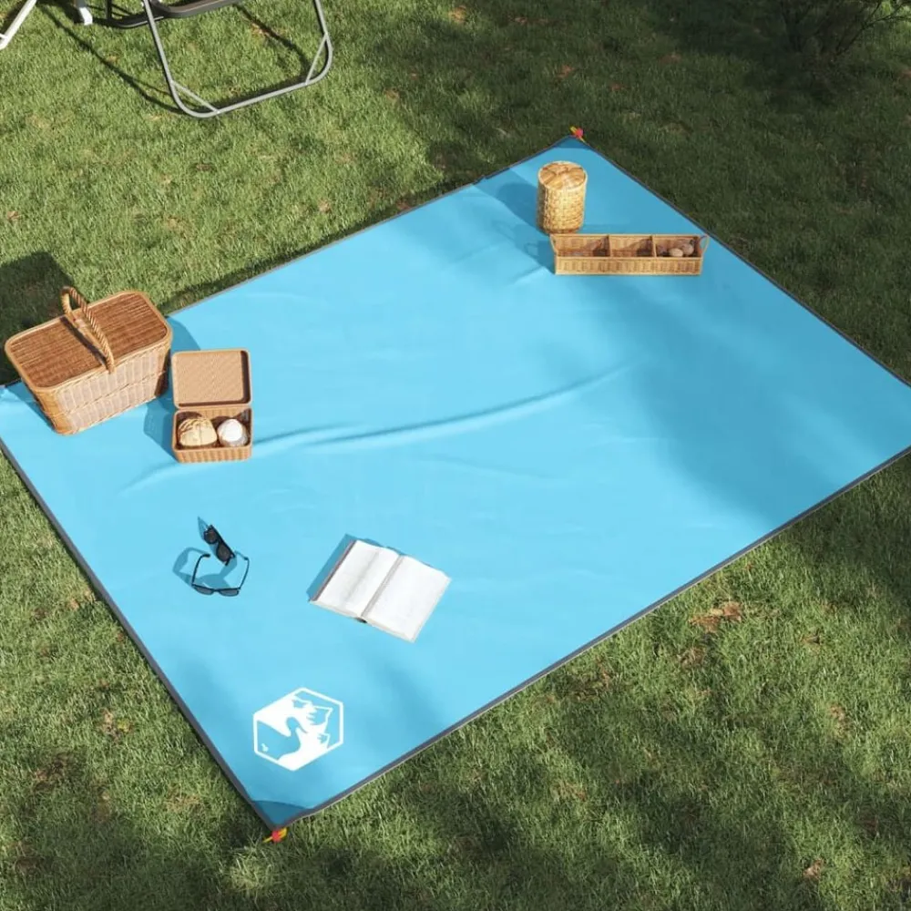 Buitensport*vidaXL Picknickkleed met haringen 205x155 cm Blauw