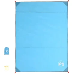 Buitensport*vidaXL Picknickkleed met haringen 205x155 cm Blauw