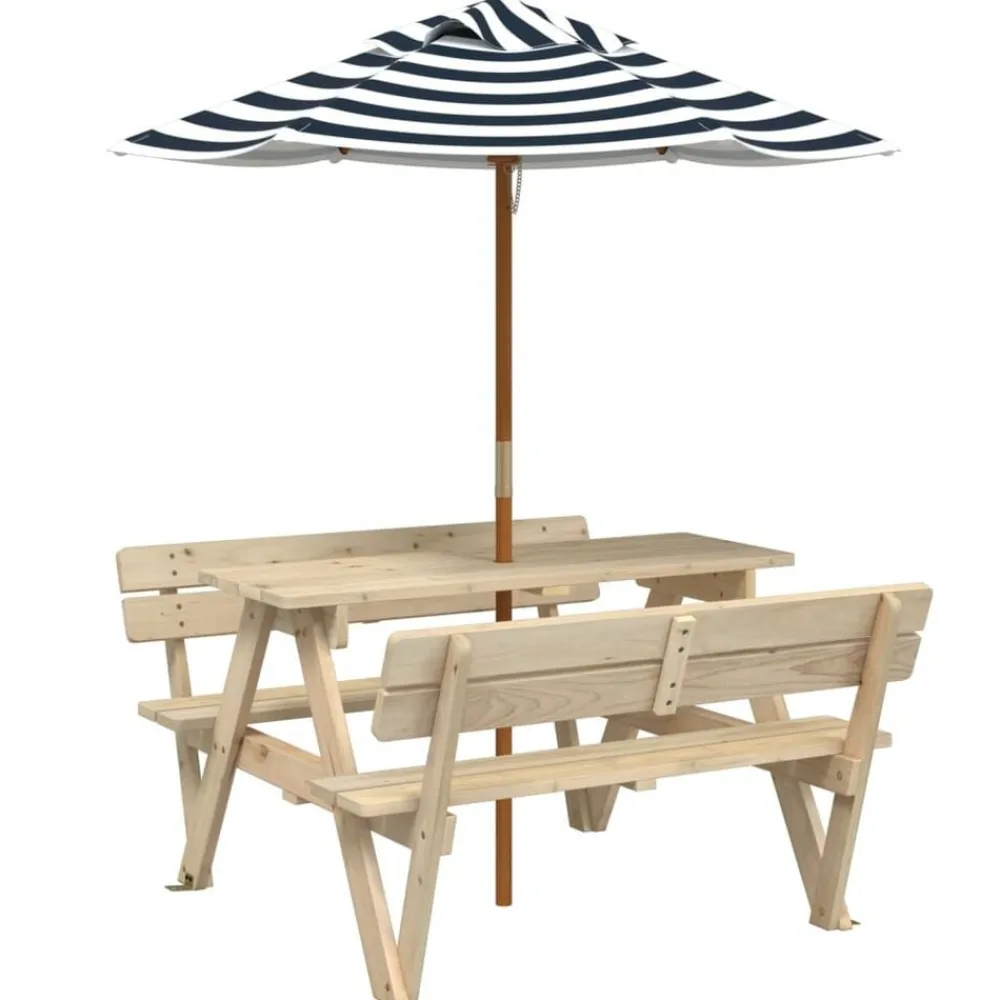 Picknicktafel voor 4 kinderen met parasol massief vurenhout>vidaXL Best