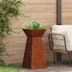 Pilaar Plantenbak Zilver 35 x 35 x 73 cm>vidaXL Clearance