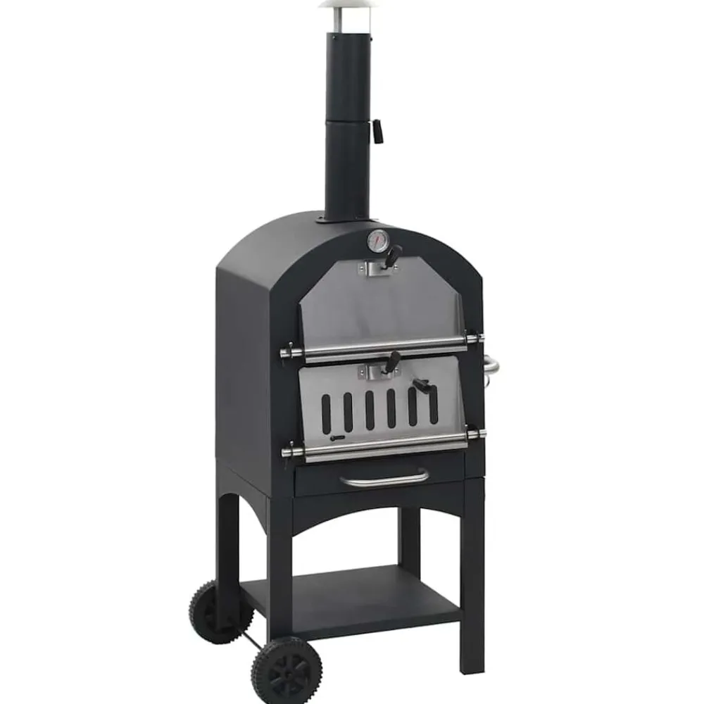 Pizzaoven op houtskool met terracotta pizzasteen>vidaXL