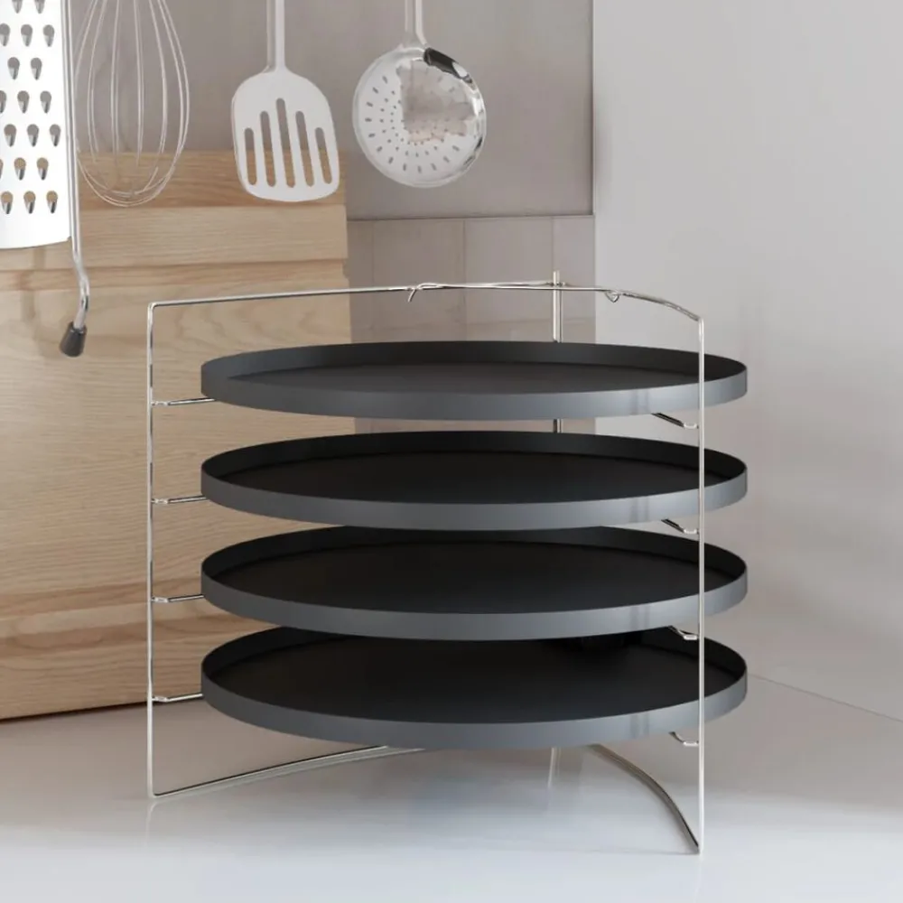 Keuken & Eetkamer*vidaXL Pizzapannen 4 st met rek Ø 28 cm staal