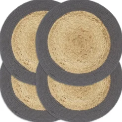 Linnengoed*vidaXL Placemats 4 st 38 cm jute en katoen natuurlijk en Antraciet