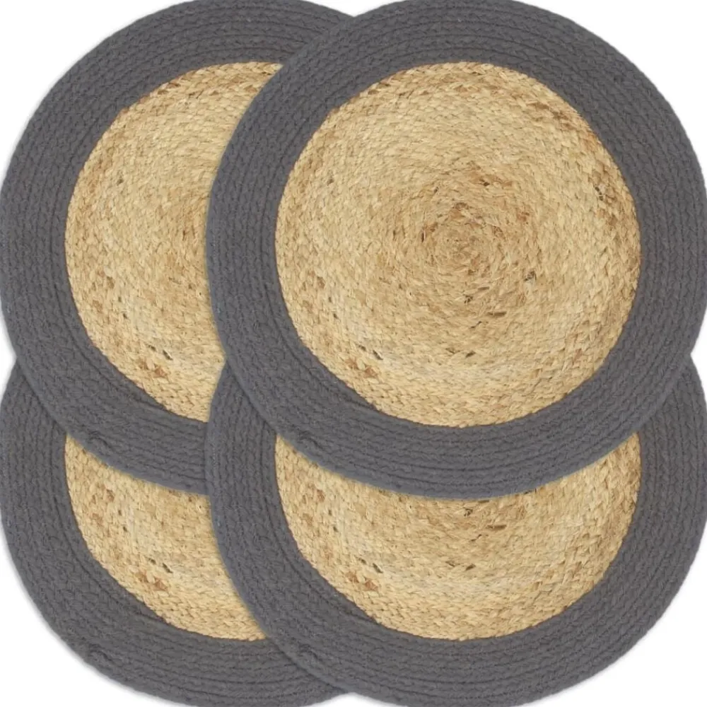 Linnengoed*vidaXL Placemats 4 st 38 cm jute en katoen natuurlijk en Antraciet