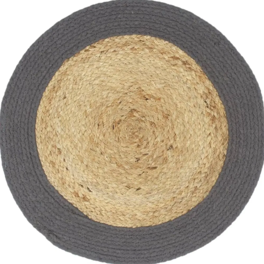 Linnengoed*vidaXL Placemats 4 st 38 cm jute en katoen natuurlijk en Antraciet