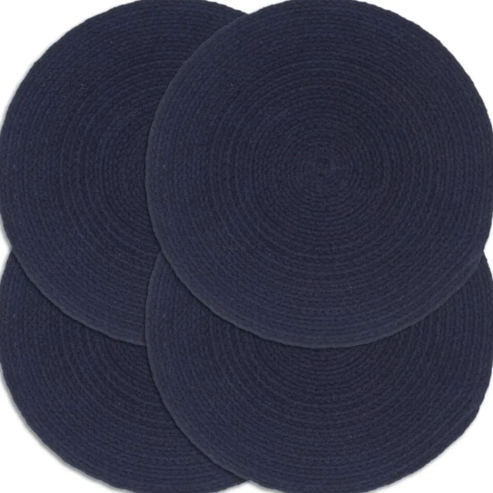 Linnengoed*vidaXL Placemats 4 st rond 38 cm katoen effen Marineblauw