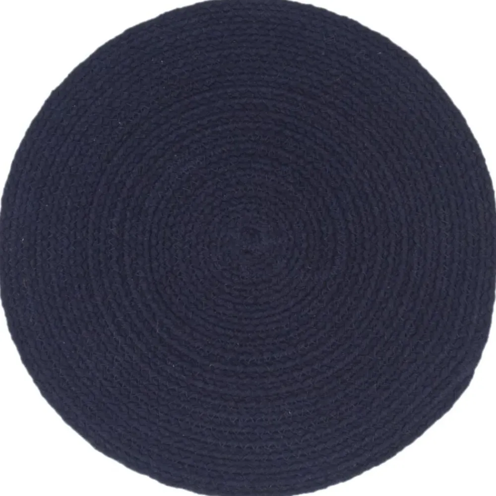 Linnengoed*vidaXL Placemats 4 st rond 38 cm katoen effen Marineblauw