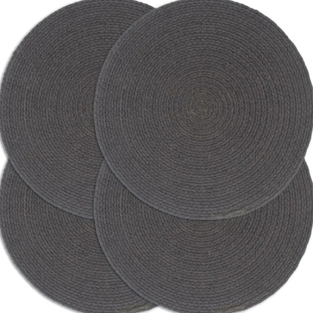 Placemats 4 st rond 38 cm katoen effen>vidaXL New