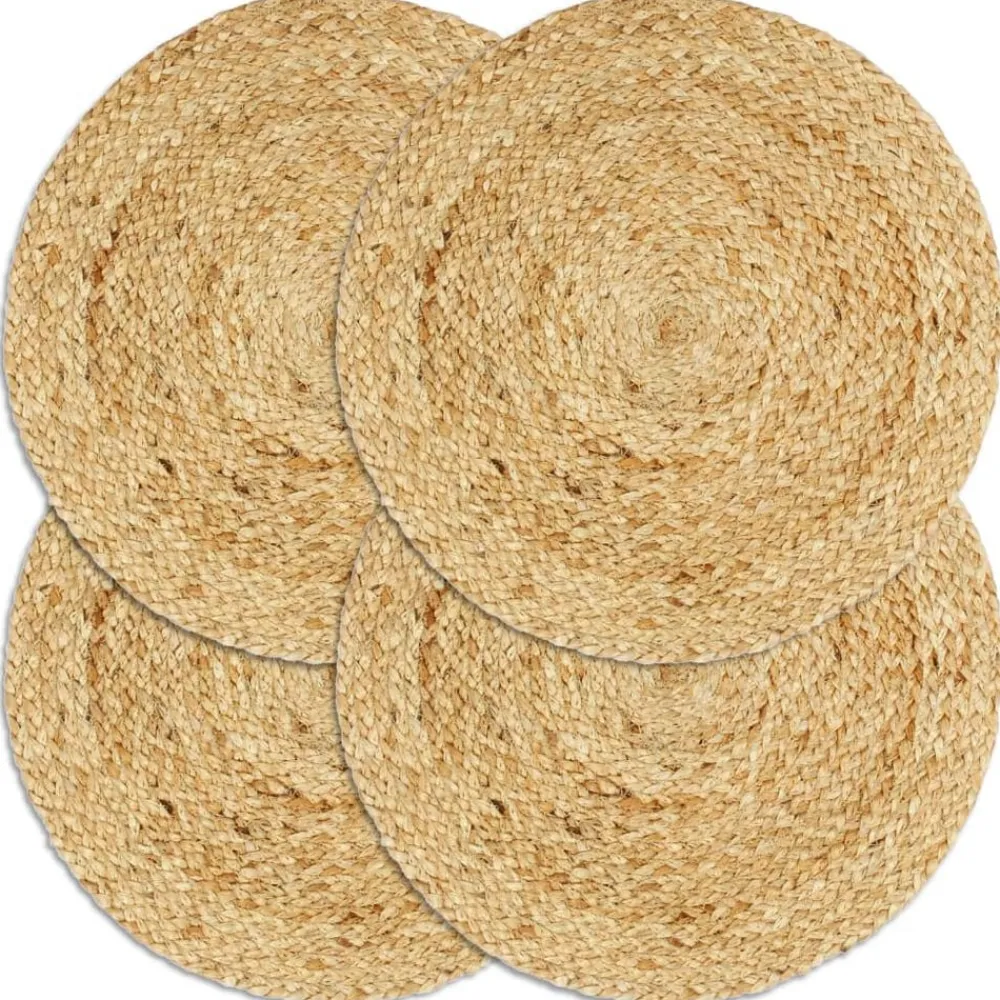 Placemats 4 st rond 38 cm jute natuurlijk>vidaXL Best
