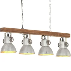 Plafondlamp industrieel E27 mangohout zilverkleurig>vidaXL Online