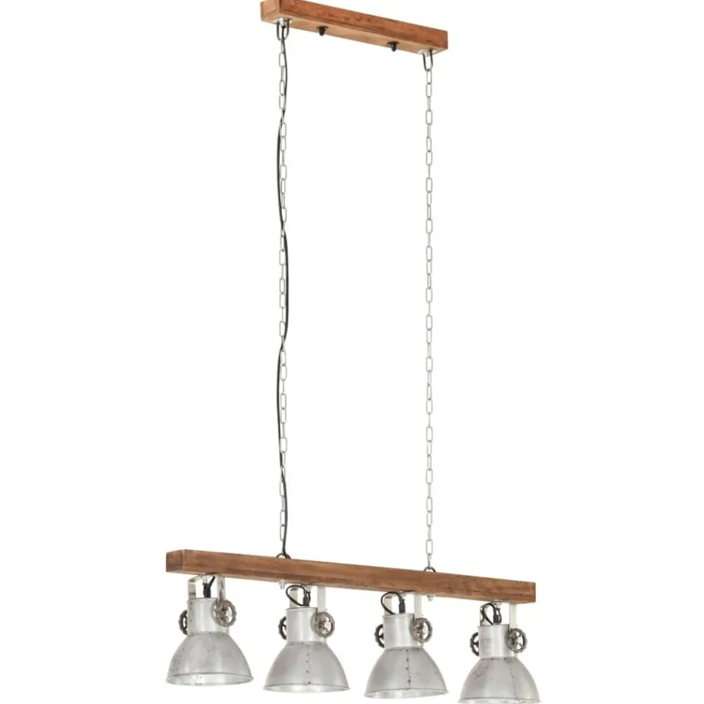 Plafondlamp industrieel E27 mangohout zilverkleurig>vidaXL Online
