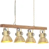Plafondlamp industrieel E27 mangohout messingkleurig>vidaXL