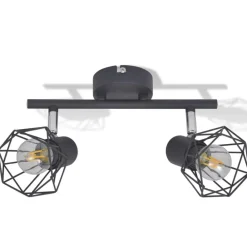 Plafondlamp met 2 LED's industriële stijl zwart><noscript><img width=