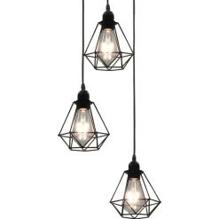 Plafondlamp met diamantvorm 3xE27 zwart>vidaXL New