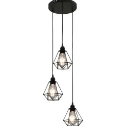 Plafondlamp met diamantvorm 3xE27 zwart>vidaXL New