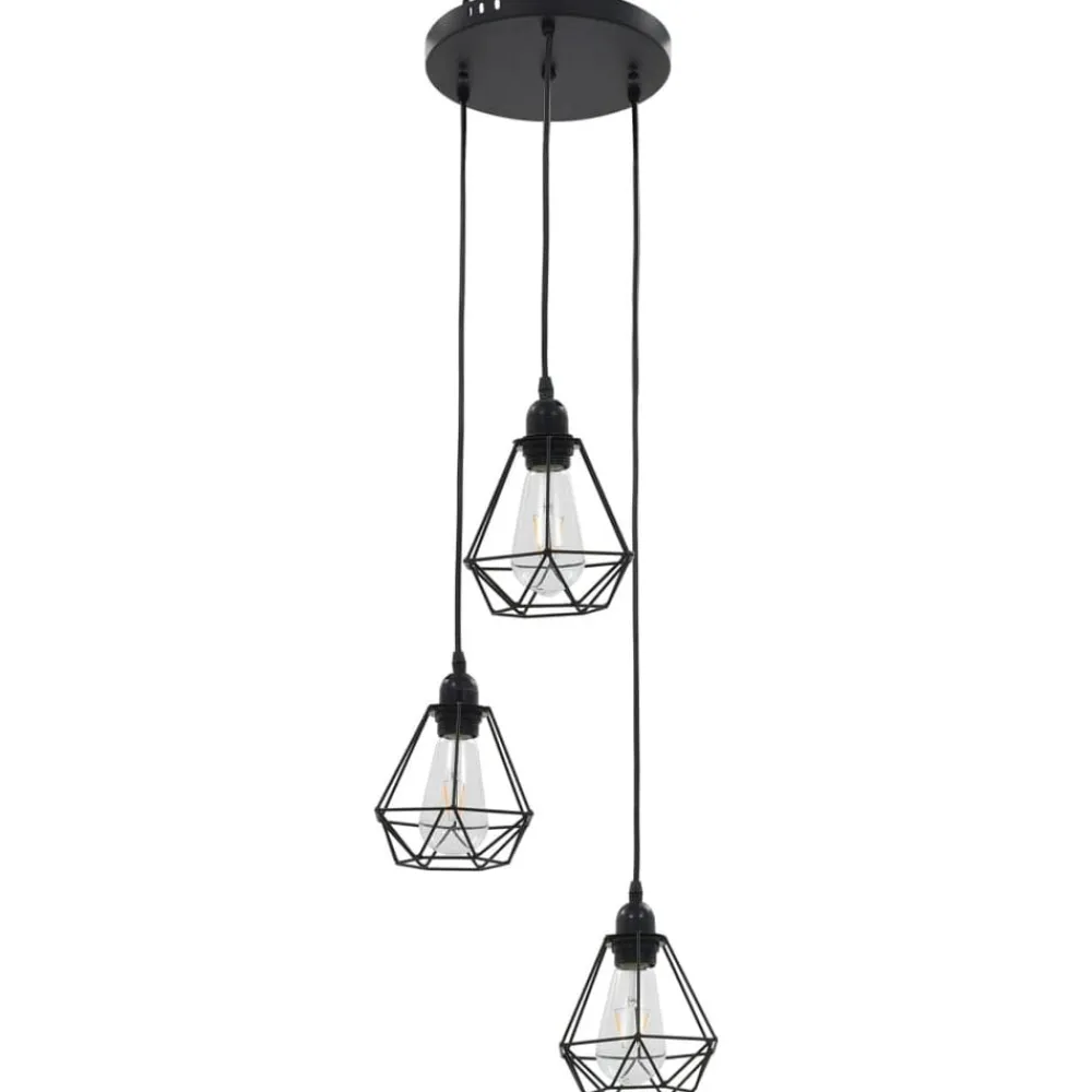 Plafondlamp met diamantvorm 3xE27 zwart>vidaXL New