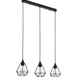 Plafondlamp met diamantvormig 3xE27 zwart>vidaXL Discount
