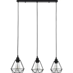 Plafondlamp met diamantvormig 3xE27 zwart><noscript><img width=