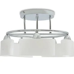 Verlichting*vidaXL Plafondlamp met ellipsvormige glazen kappen 5xE14 200W