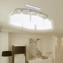 Plafondlamp met ellipsvormige glazen kappen 2 st E14>vidaXL Online