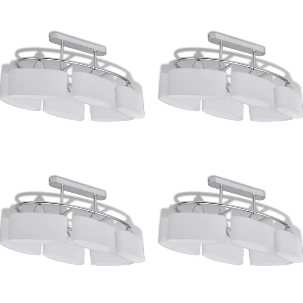 Verlichting*vidaXL Plafondlamp met ellipsvormige glazen kappen 4 st E14