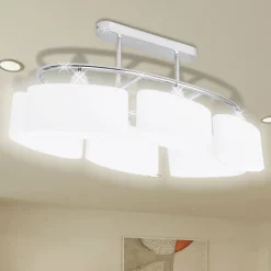 Verlichting*vidaXL Plafondlamp met ellipsvormige glazen kappen 4 st E14