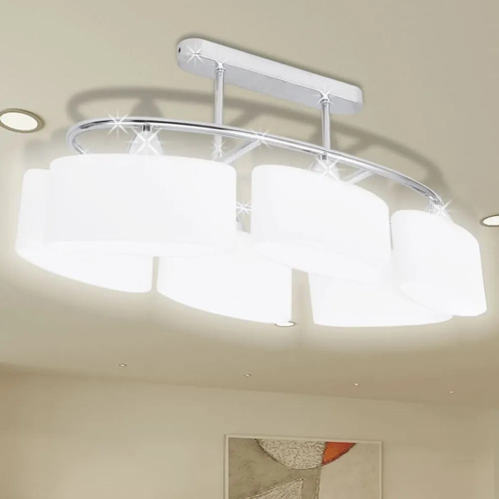 Verlichting*vidaXL Plafondlamp met ellipsvormige glazen kappen 4 st E14