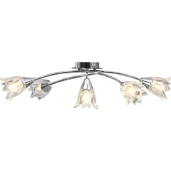 Verlichting*vidaXL Plafondlamp met glazen tulpvormige kappen 5xE14 transparant