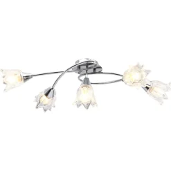 Verlichting*vidaXL Plafondlamp met glazen tulpvormige kappen 5xE14 transparant