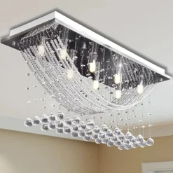 Verlichting*vidaXL Plafondlamp met glinsterende glas kristallen kralen 8xG9 29 cm